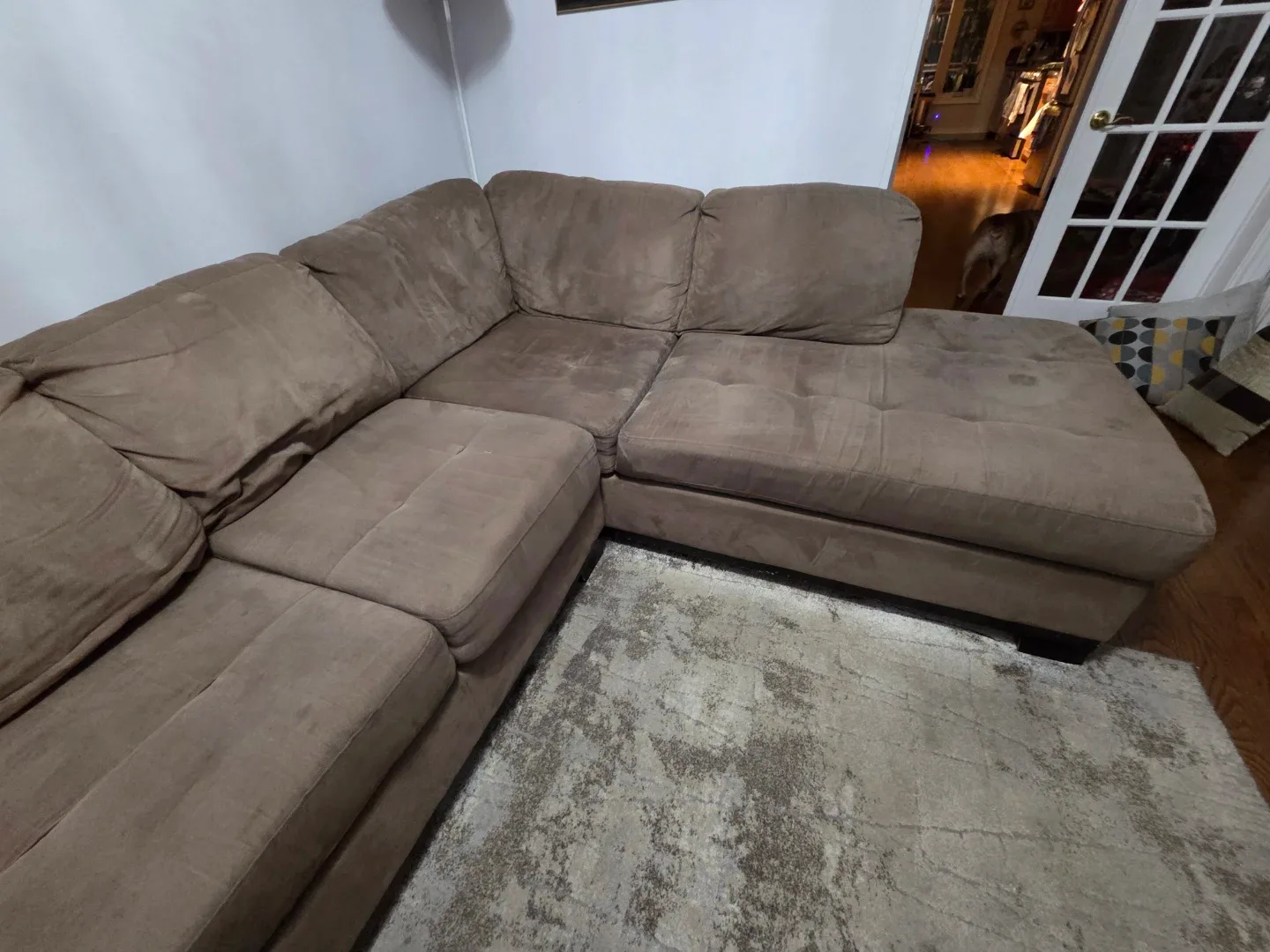 Brown Suede Sectional Sofa