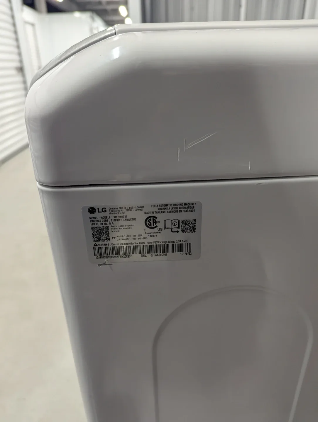 LG WT7305CW Top Load Washer