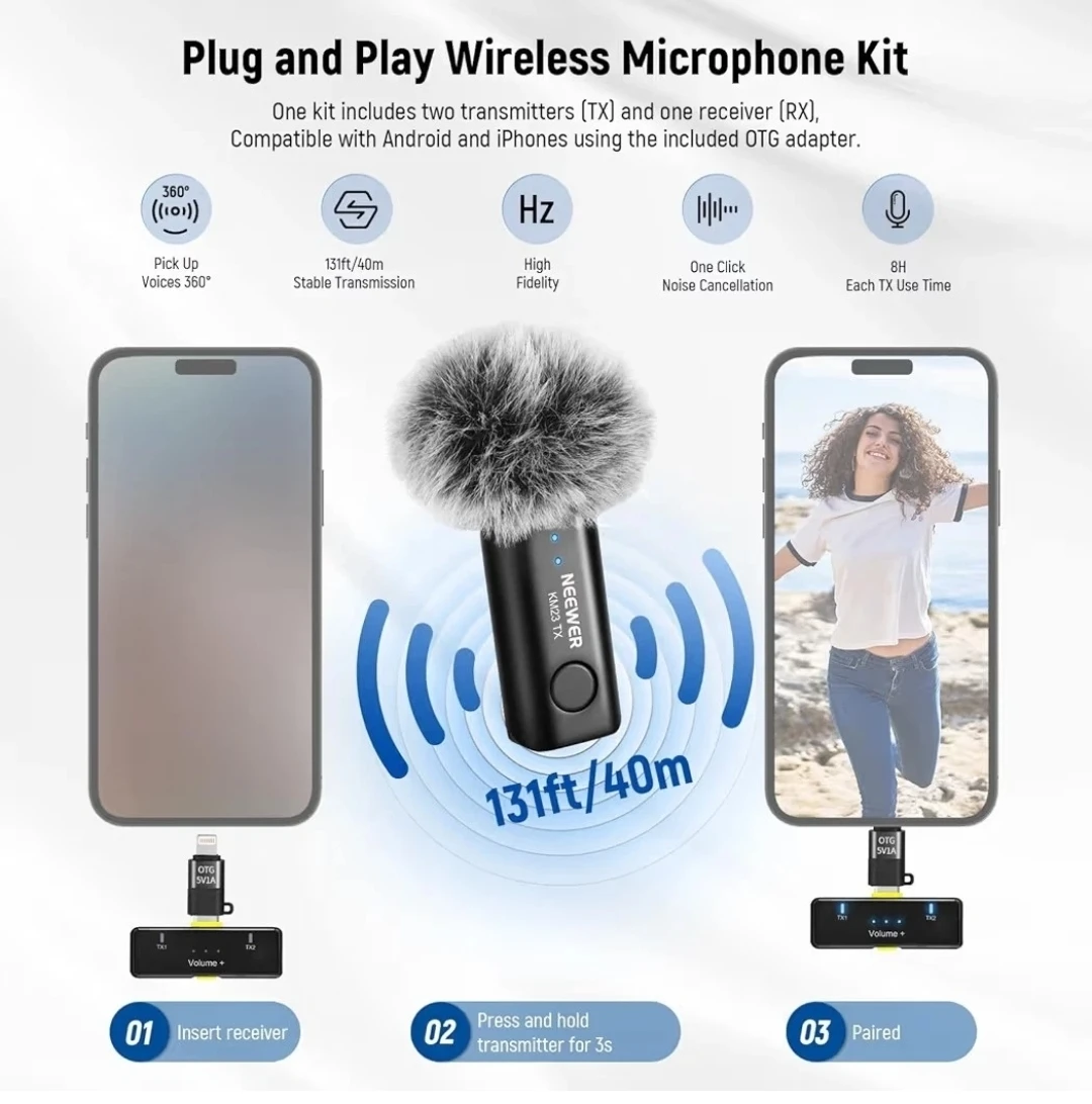 Neewer Complete Vlogging Kit for Phone, RGB Light + Mic + Tripod - photo 5