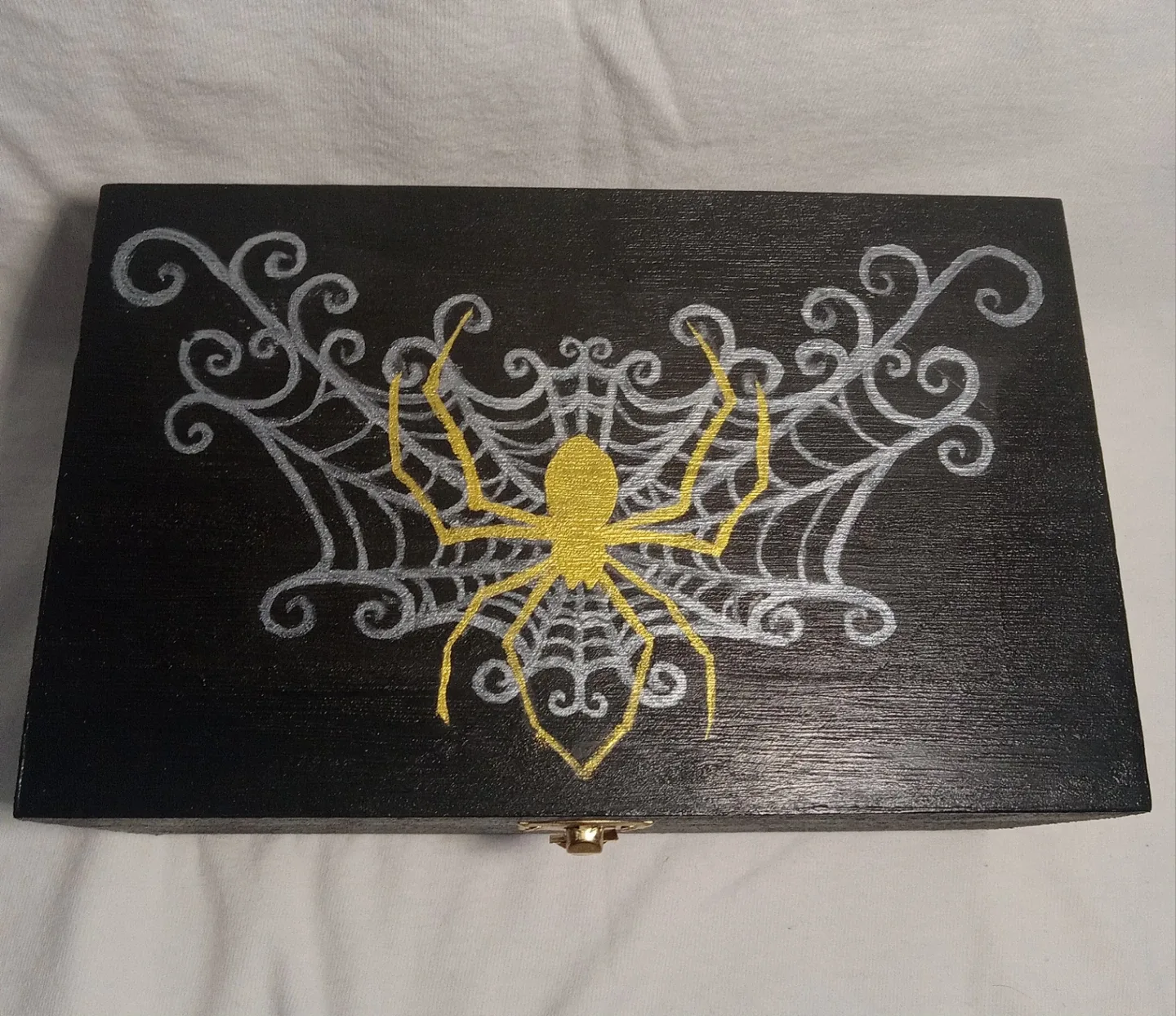 Hand-Painted Spiderweb Wooden Box image indicator(3)