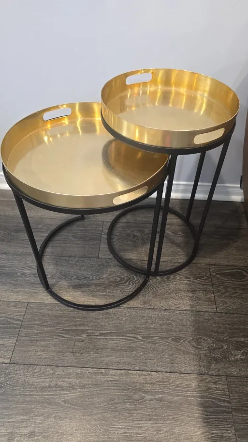 Nesting Side Tables - Gold & Black