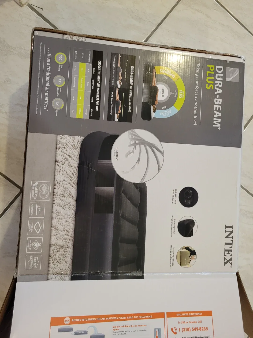 INTEX Dura-Beam Queen Air Mattress with Pump image indicator(7)