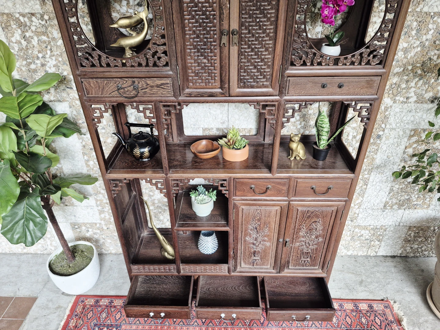 Solid Rosewood Display Cabinet / Étagère – Asian Inspired - photo 4