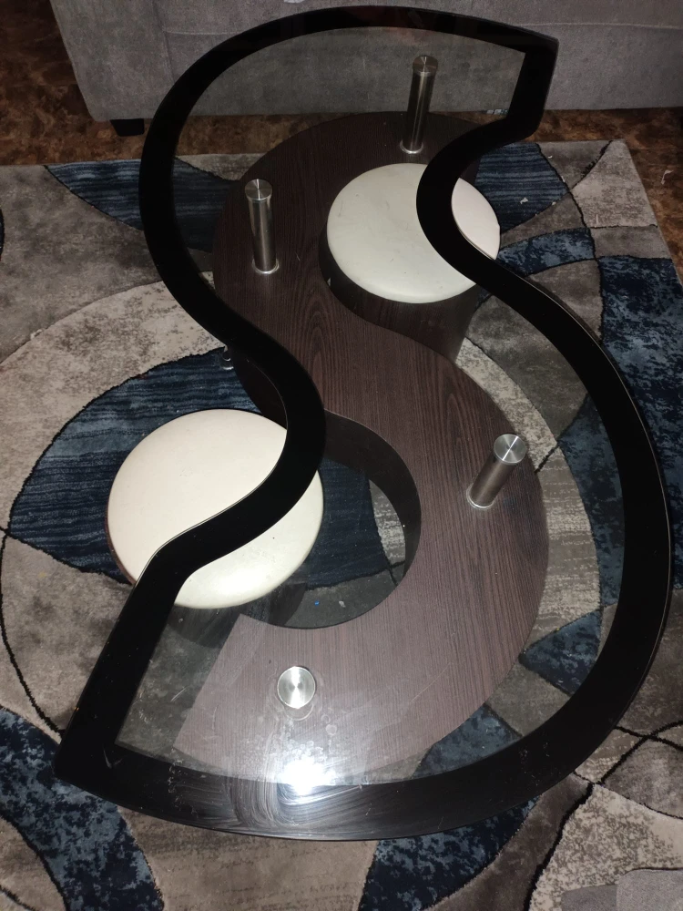 Unique S Shape Coffee Table with 2 stools