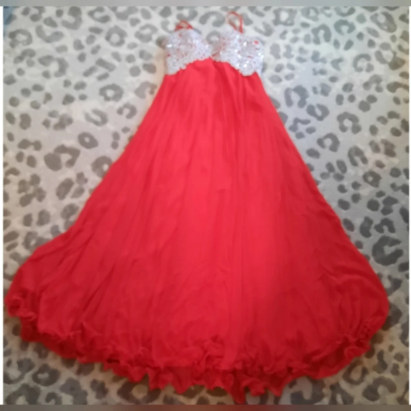 Red Formal Dress with Silver Embroidery - photo 2