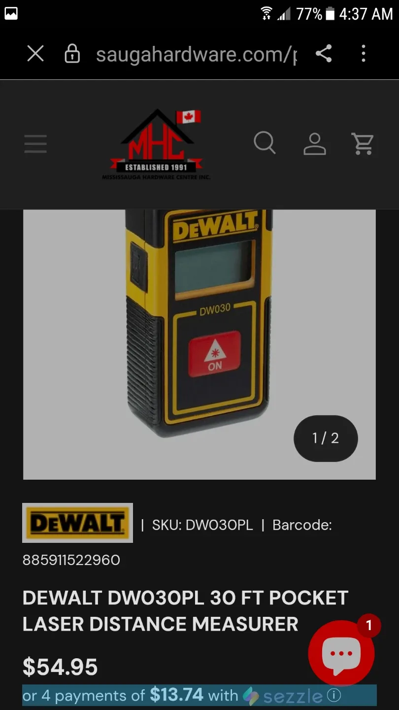 DeWalt DW030PL 30 FT Pocket Laser Distance Measurer