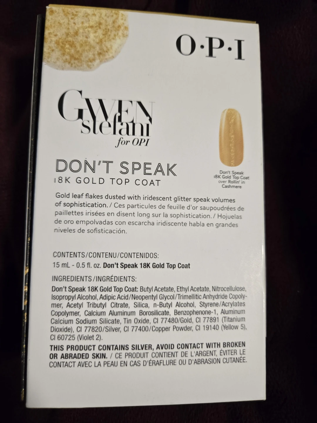 OPI Gwen Stefani Don't Speak 18K Gold Top Coat - New - photo 2