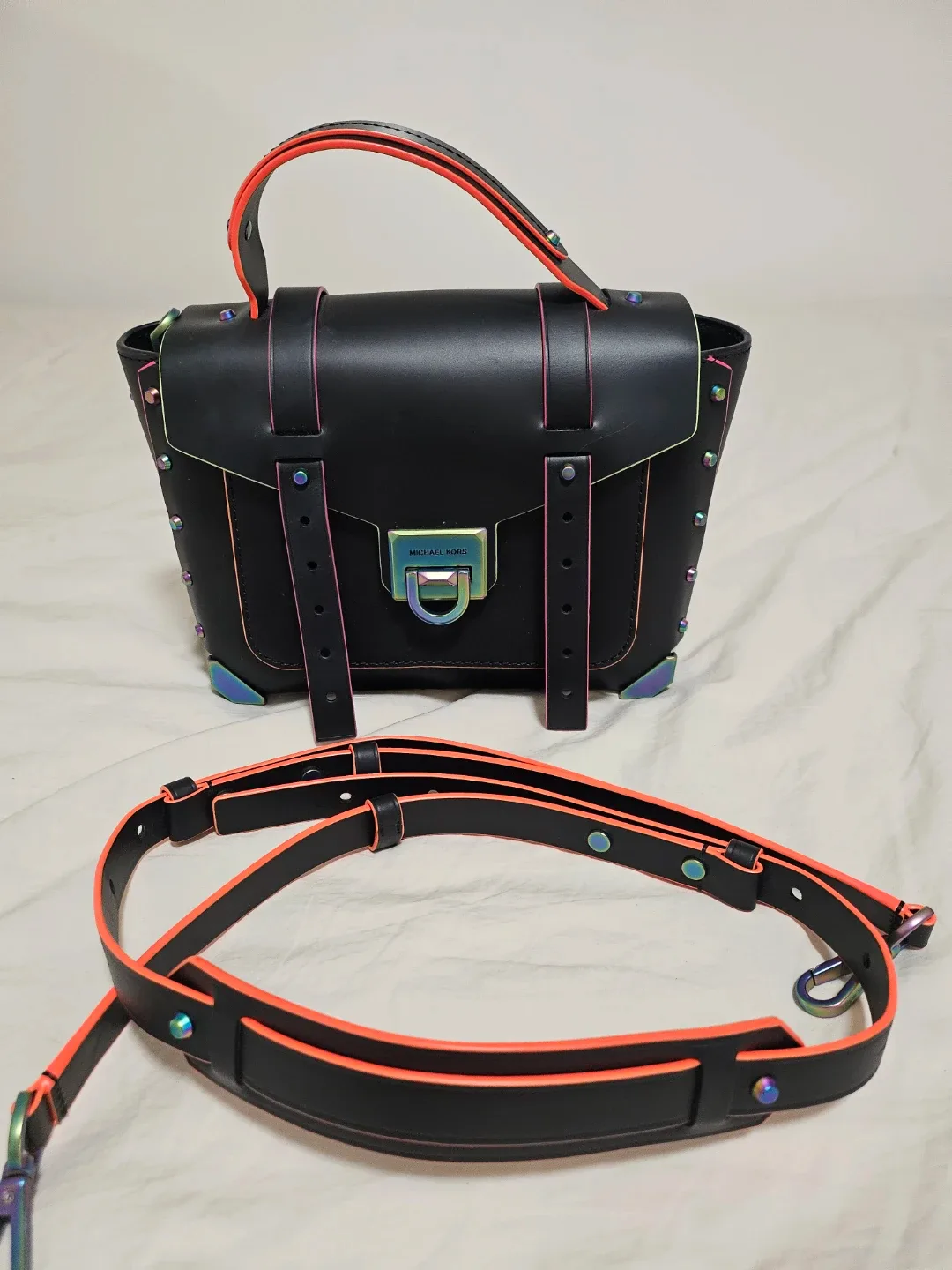 Michael Kors Manhattan in NEON satchel