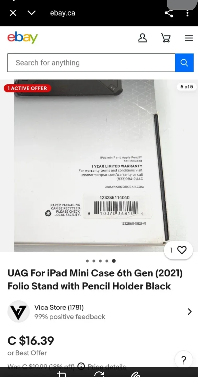 (NEW) UAG iPad Mini 6th Gen (2021) Folio Case - Black #Cleanout image indicator(6)