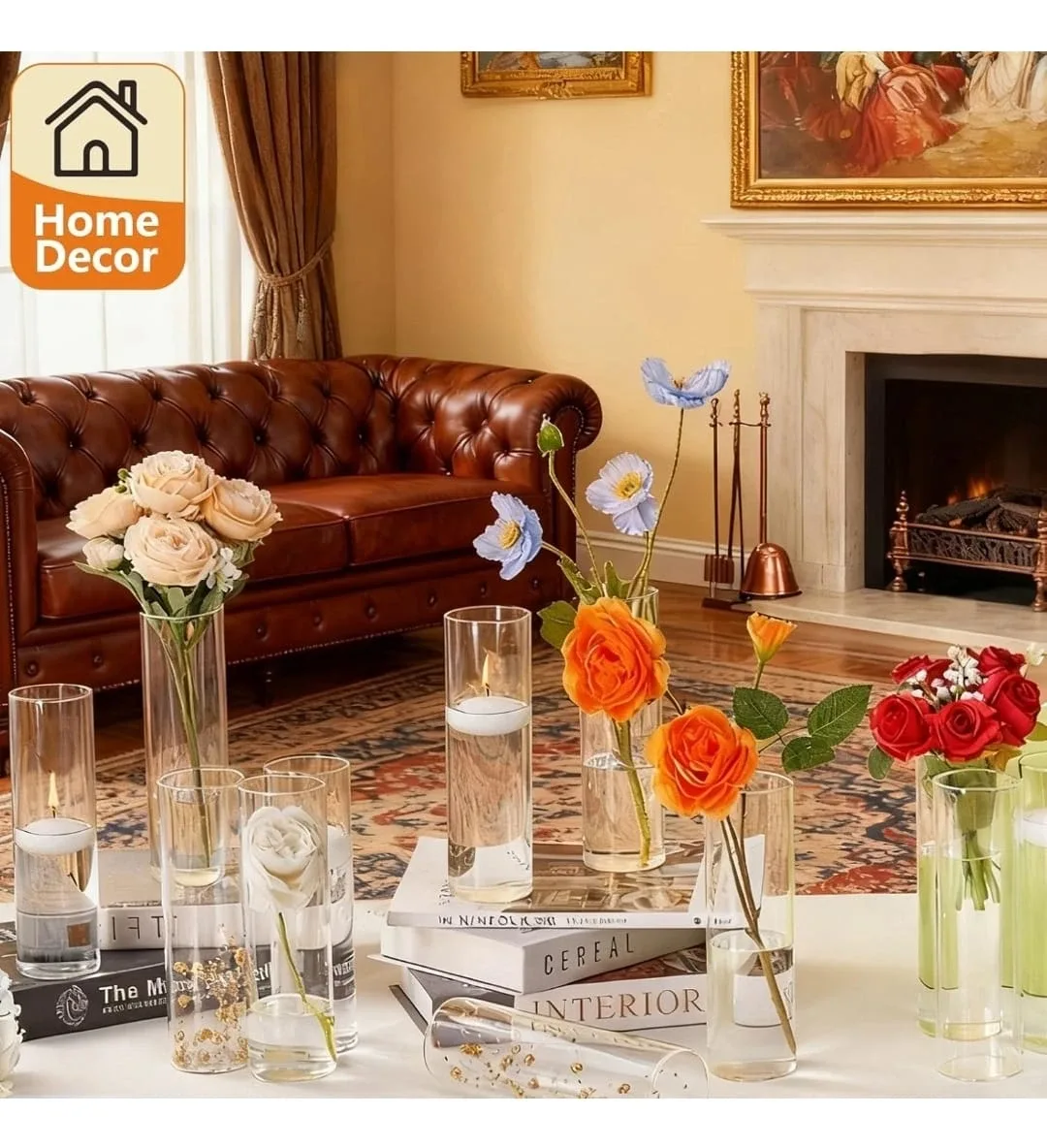 Clear Glass Cylinder Vases - set of 16 image indicator(2)