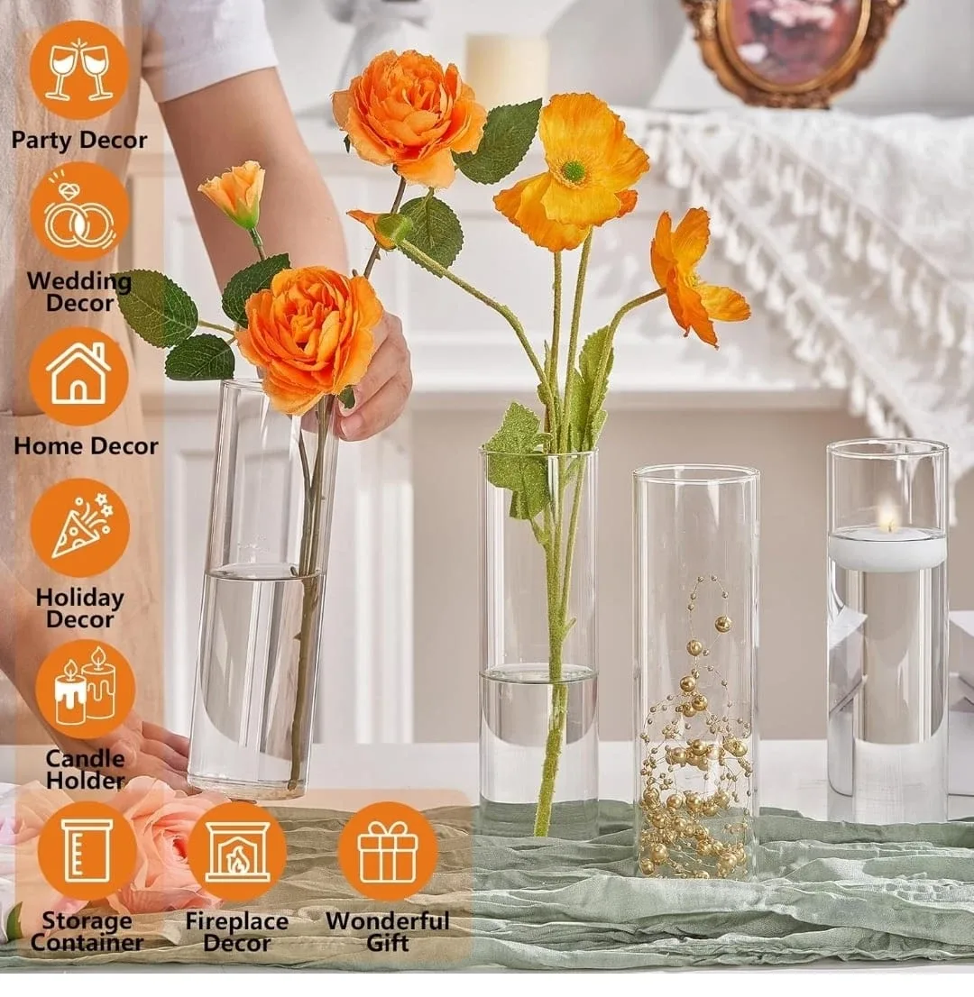 Clear Glass Cylinder Vases - set of 16 image indicator(3)