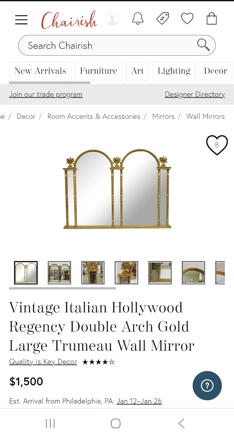 Vintage Italian Hollywood Regency Trumeau Wall Mirror - photo 3