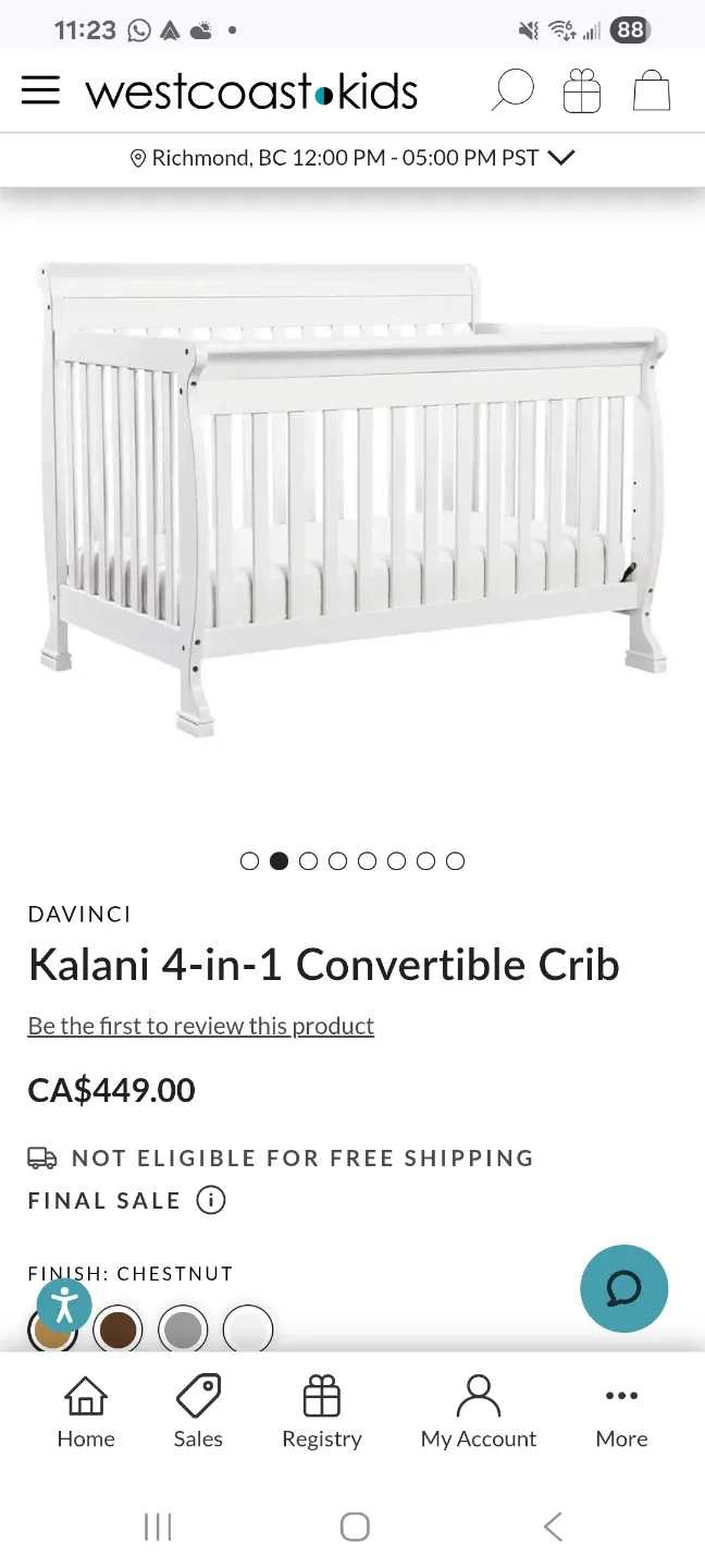 DaVinci Kalani 4-in-1 Convertible Crib $300 obo