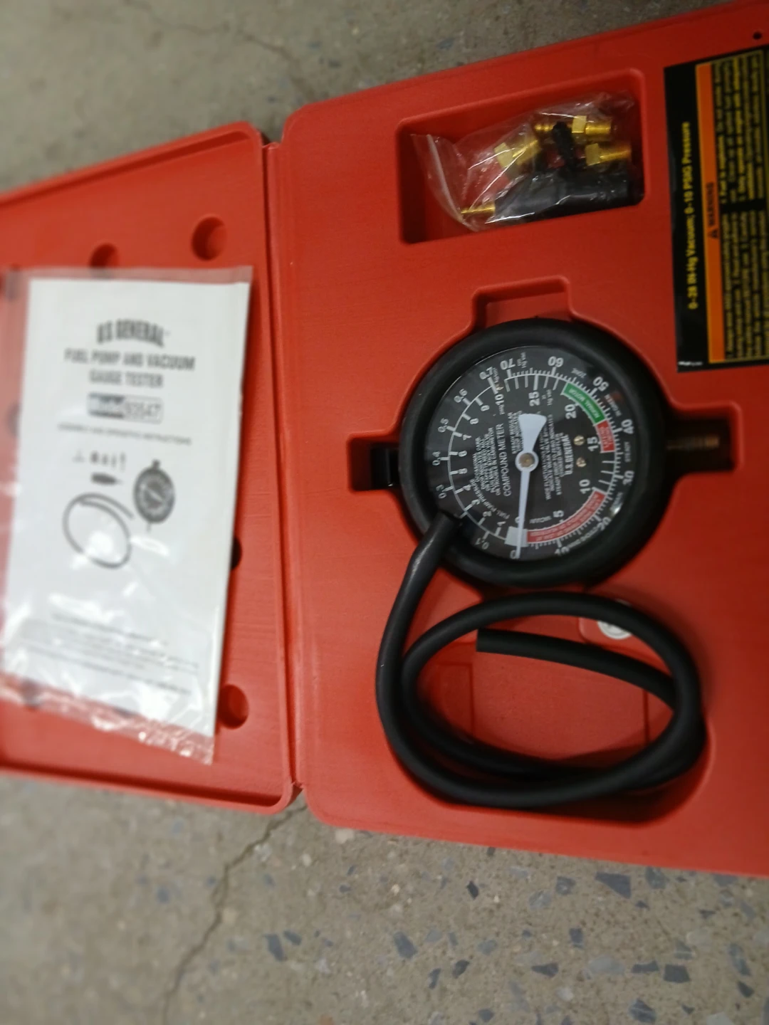 U.S. General Fuel Pump and Vacuum Gauge Tester 93547 - photo 5
