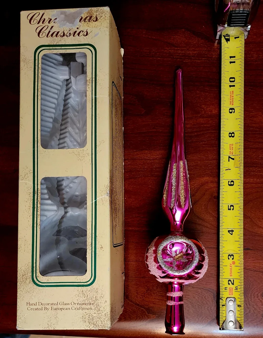 Vintage Christmas Pink Glass Ornament Tree Topper