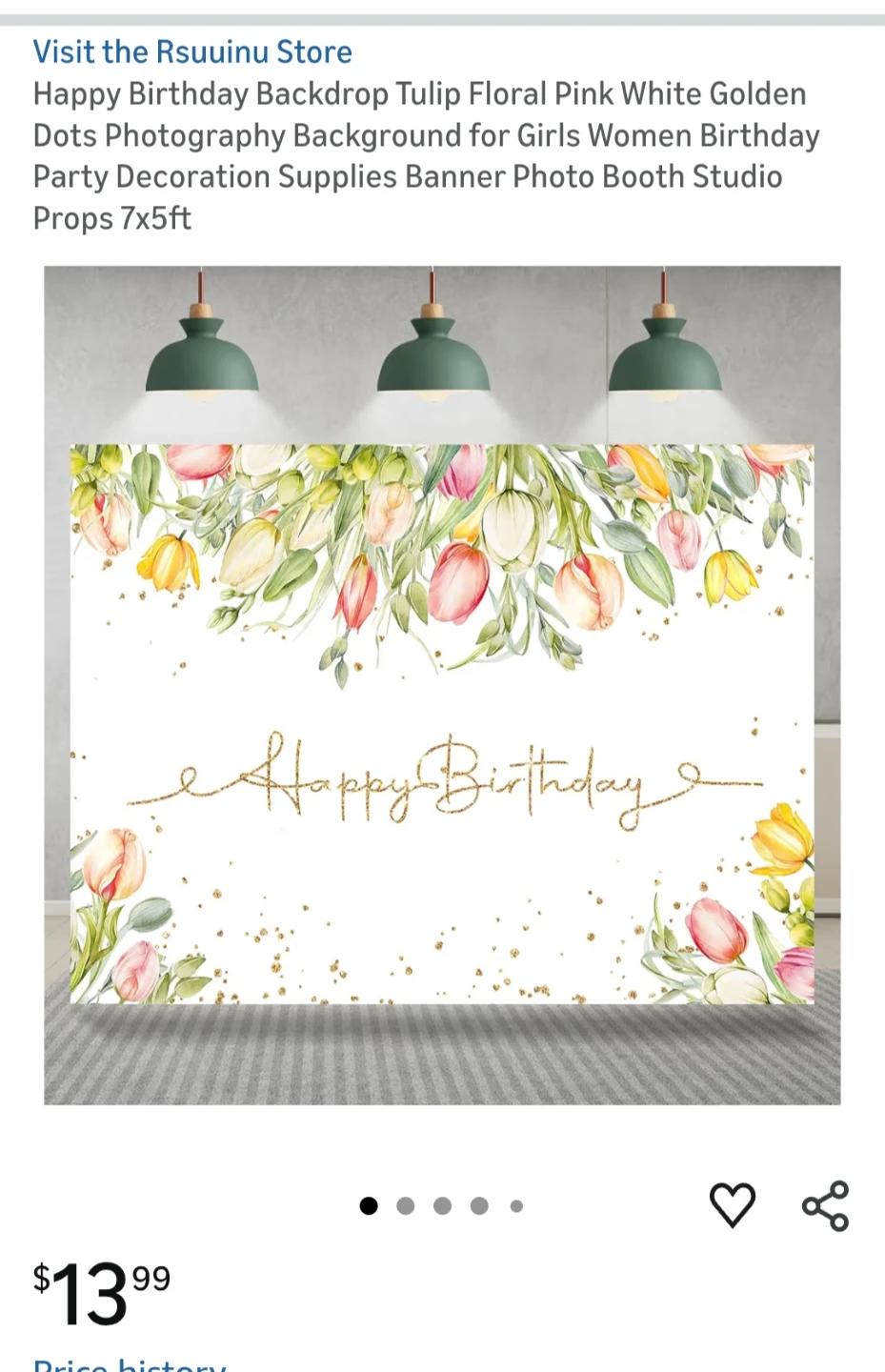 Happy Birthday Backdrop - Floral, 7x5ft