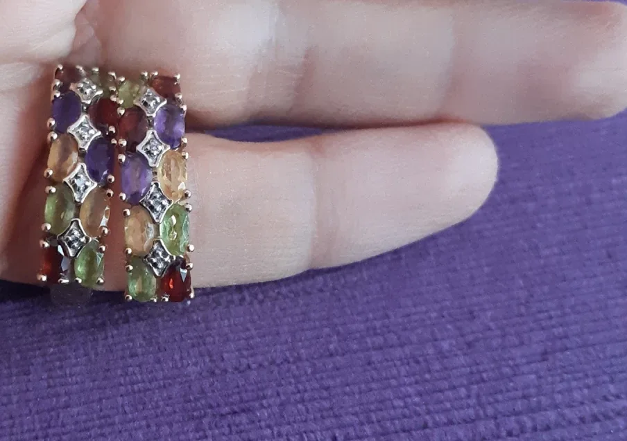 18kgold plated sterling silver earrings with gemstones #Cleanout image indicator(2)