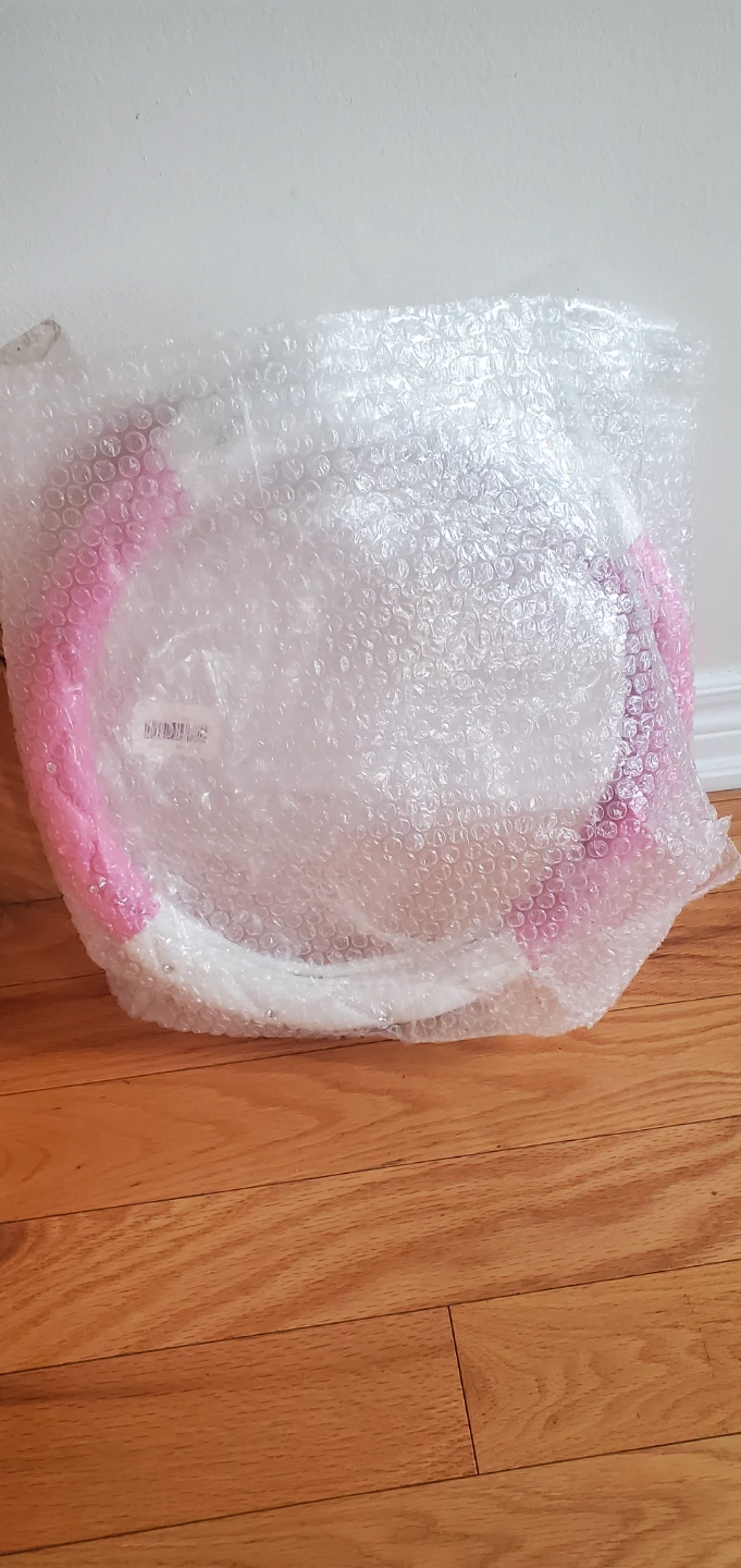 Pink & White Quilted Steering Wheel Cover - photo 3