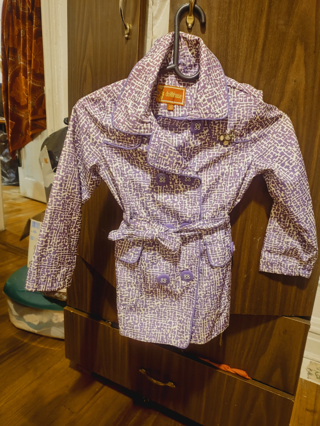 #Cleanout Dollhouse Girls Purple Trench Coat - Size M (5-6)