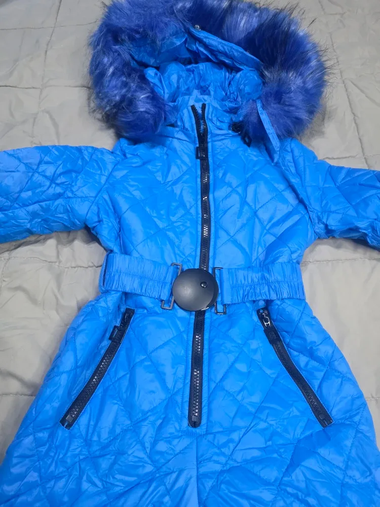 Blue Snowsuit with Fur Hood girls size 7 image indicator(3)
