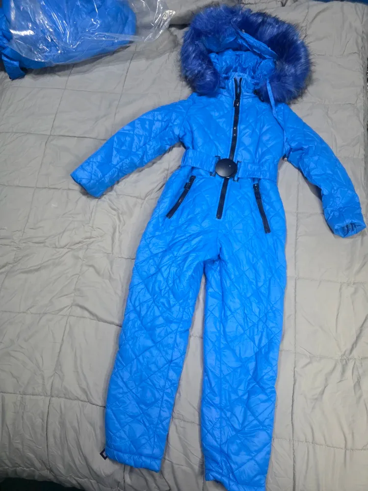 Blue Snowsuit with Fur Hood girls size 7 image indicator(4)