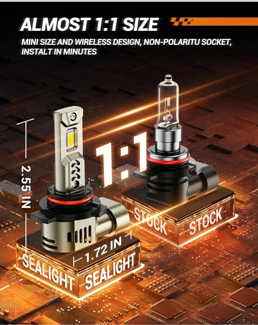 SEALIGHT 9012 LED Headlight Bulbs - New image indicator(4)