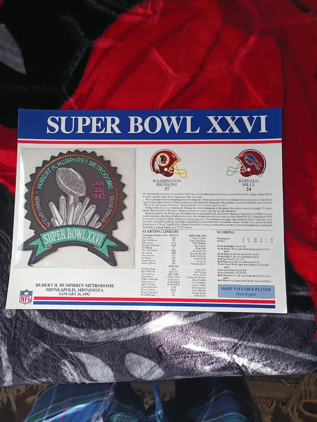 Super Bowl XXVI Framed Patch