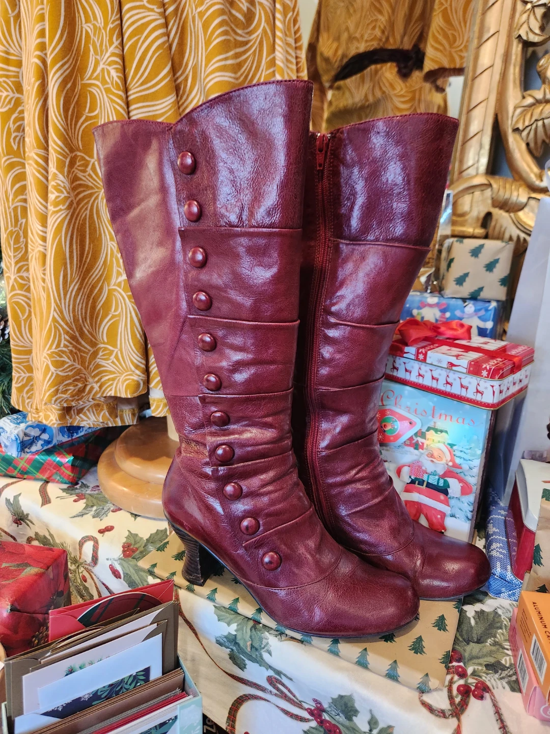 Vintage red knee high boots DARK COTTAGE CORE SIZE 10 - photo 4