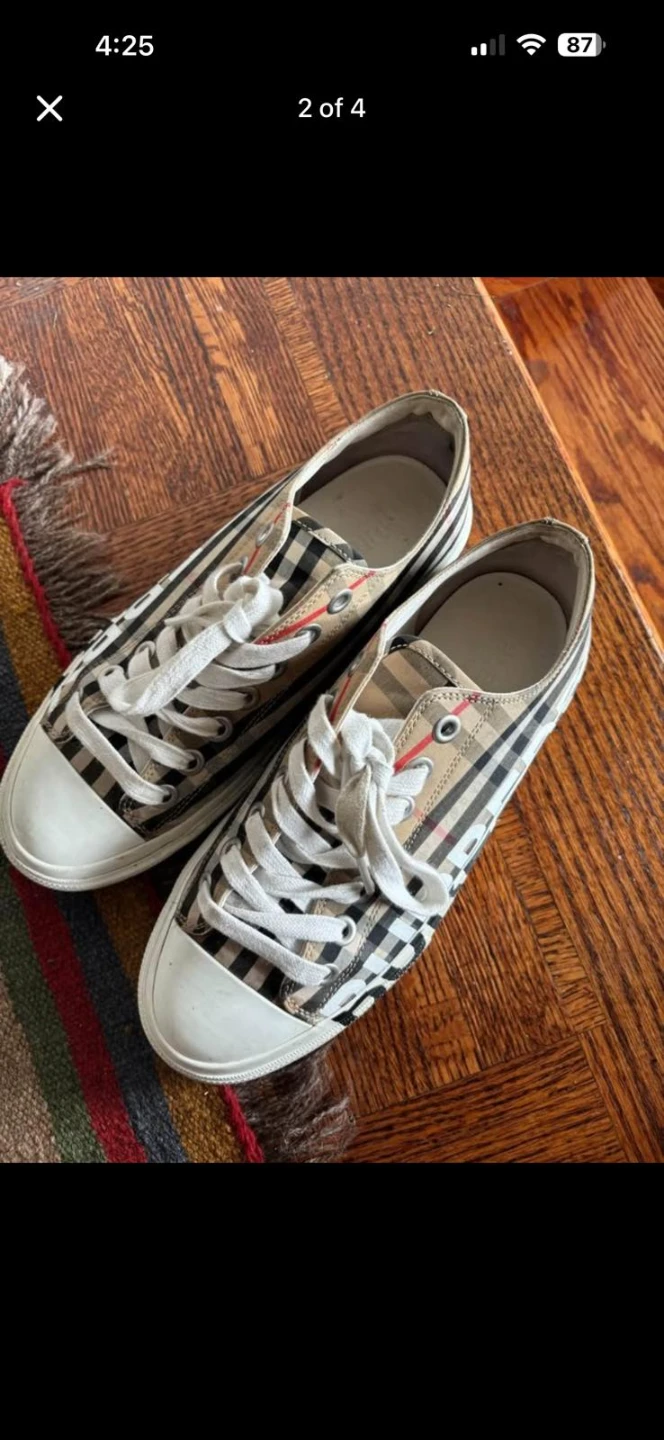 Burberry Check Sneakers, Size 7