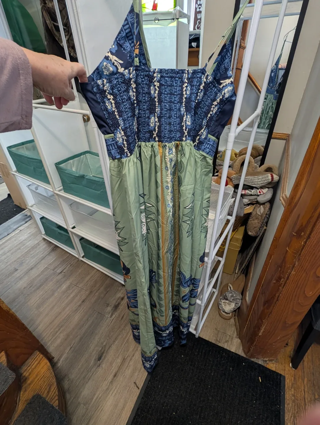 Shein Curve 1XL Maxi Dress - Blue & Green image indicator(2)