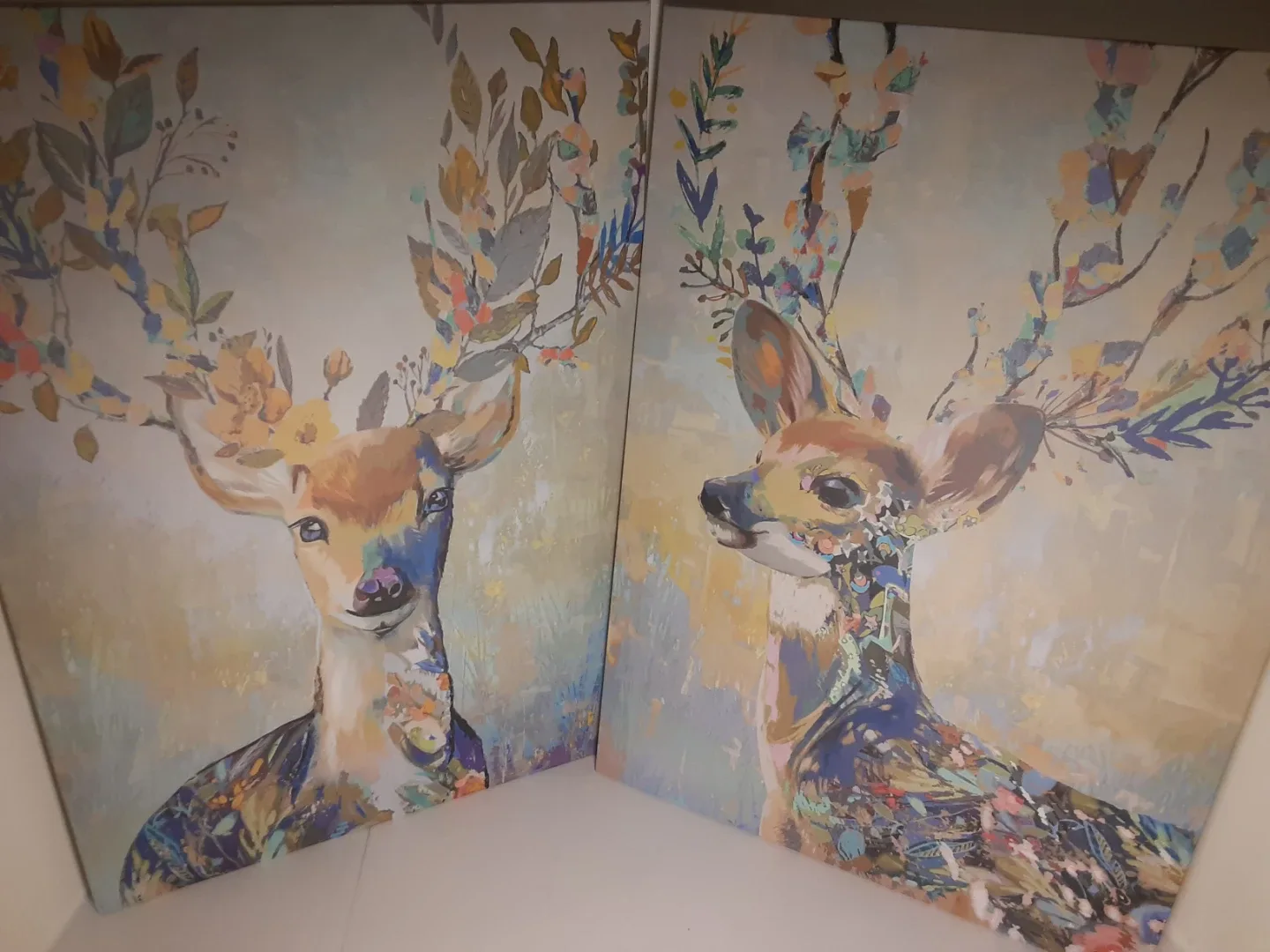 Deer Paintings | Canvas Art Print 28"x22" - Set of 2