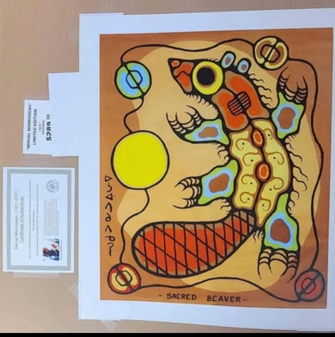 Original large Sacred Beaver by Norman Morrisseau Lithograph - photo 2