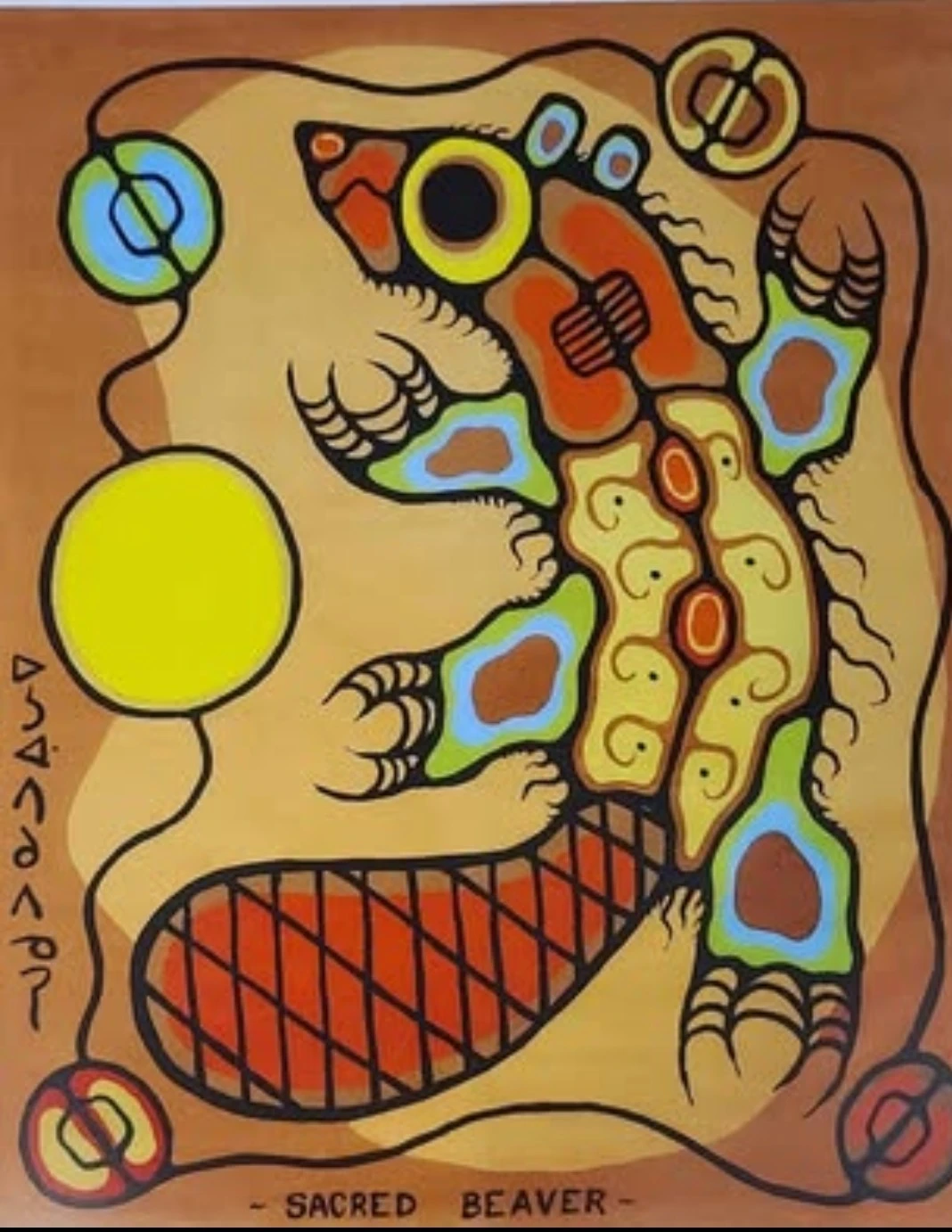 Original large Sacred Beaver by Norman Morrisseau Lithograph - photo 3