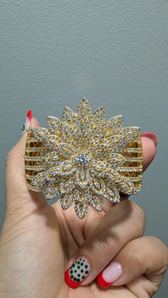 Gold Flower Cuff Bracelet