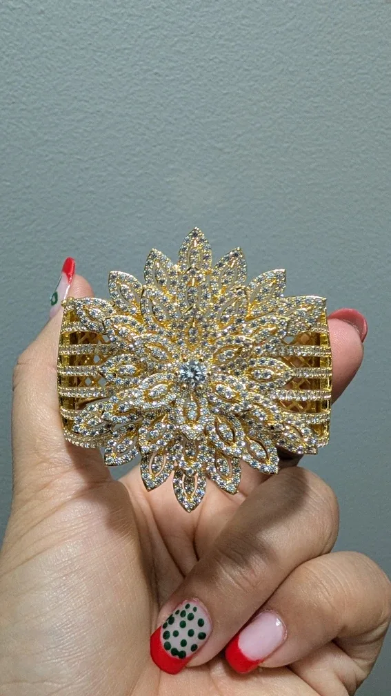 Gold Flower Cuff Bracelet