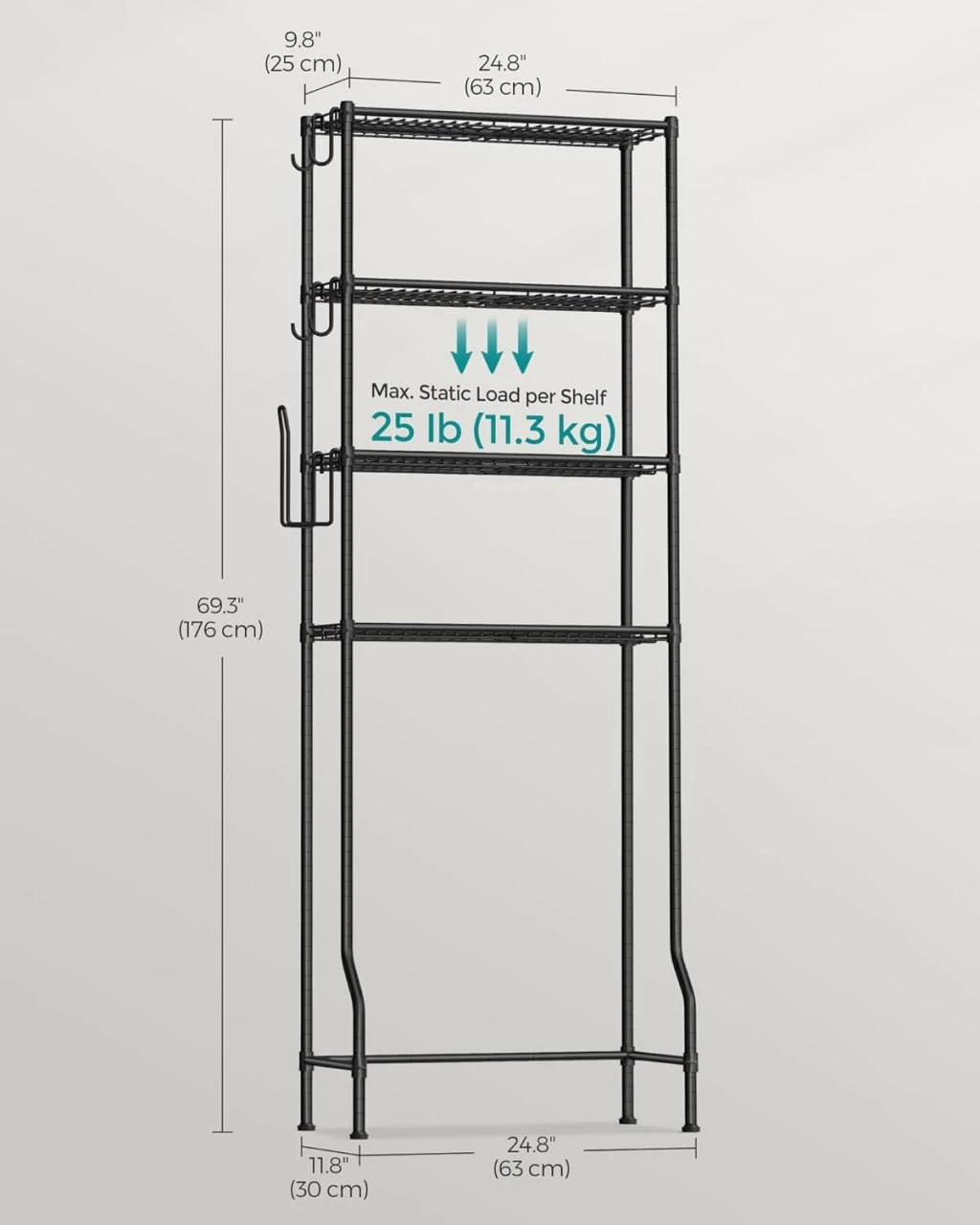 Black Over-the-Toilet Storage Shelf