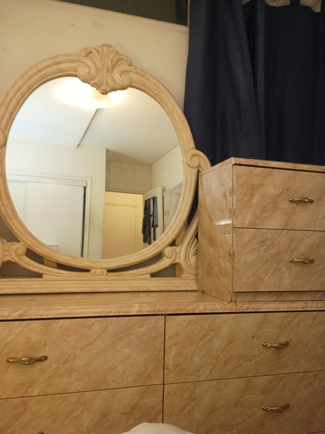 Marble Vanity with Mirror & Drawers