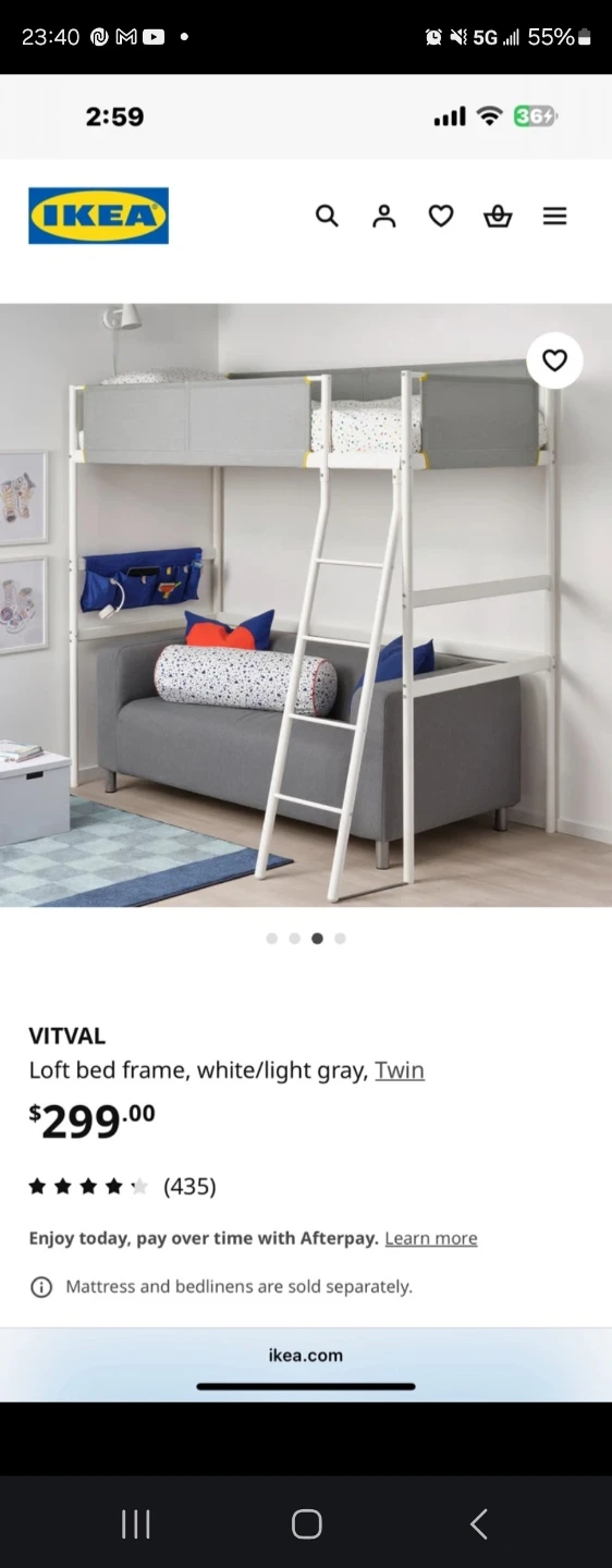 IKEA VITVAL Loft Bed Frame - Twin Size