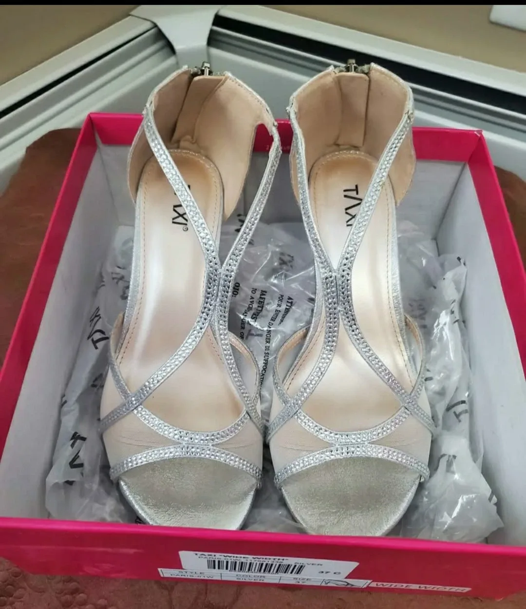 Taxi Paris-01W Silver Heels - Size 37