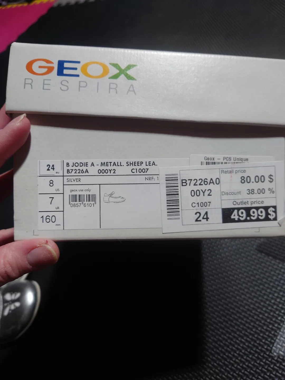 Geox B Jodie A Silver Metallic Shoes - Size 8 US image indicator(3)