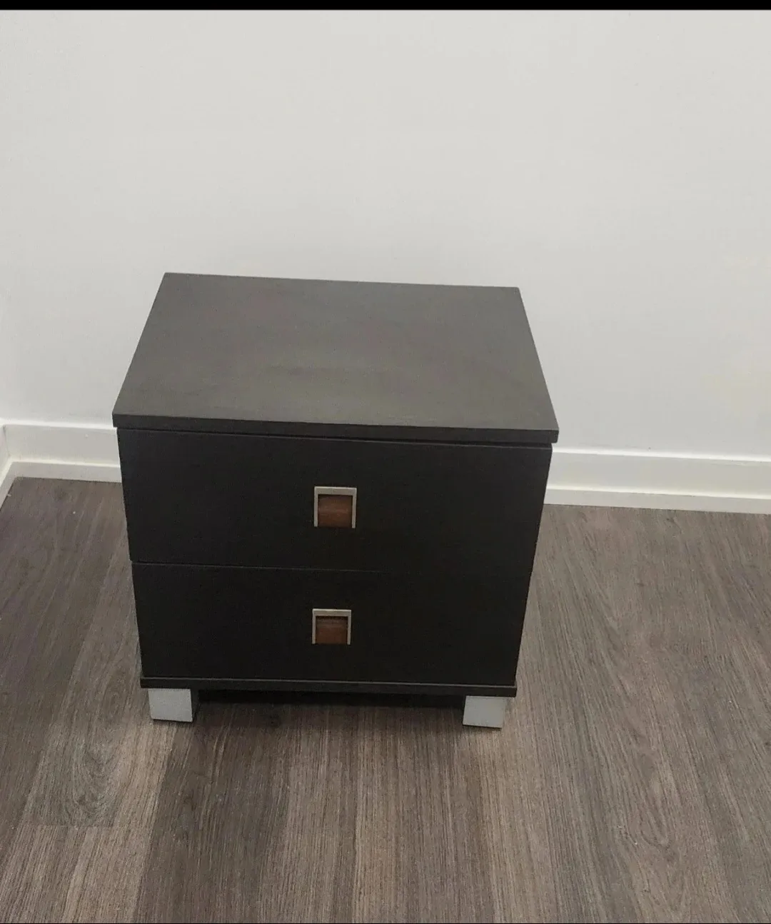 Black Nightstand with 2 Drawers