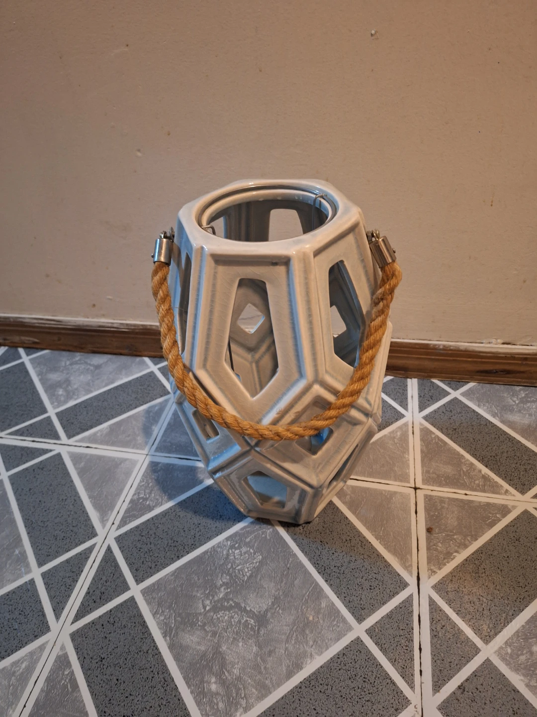 Decorative White Geometric Lantern
