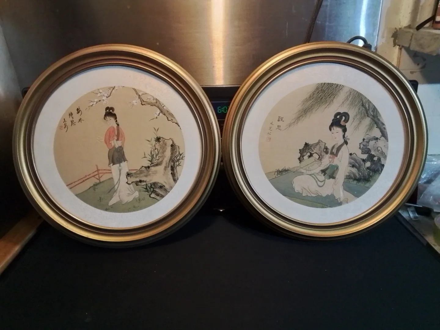 Framed Asian Watercolors 14.5"D