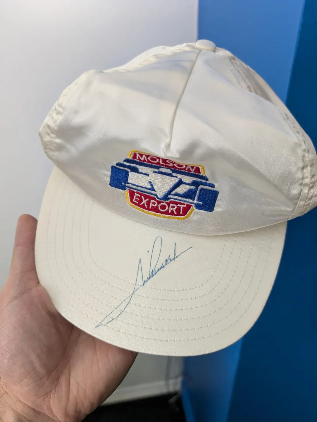 Vintage Molson Indy Baseball Cap signed by Mario Andretti