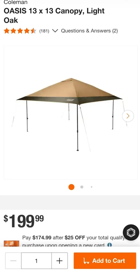 Coleman Oasis 13x13 Canopy with rolling travel bag