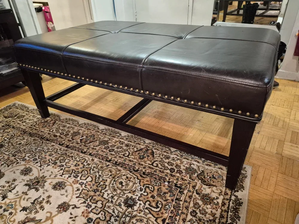 Brown Leather Ottoman Bench