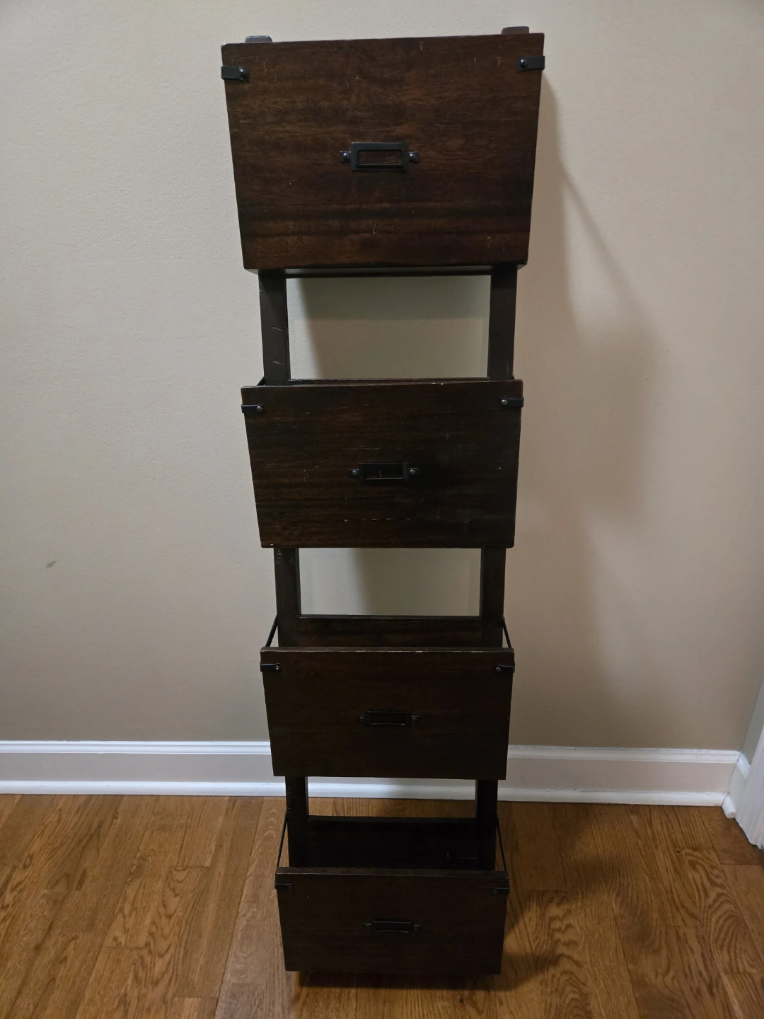 Dark Wood Wall Mounted Magazine Rack