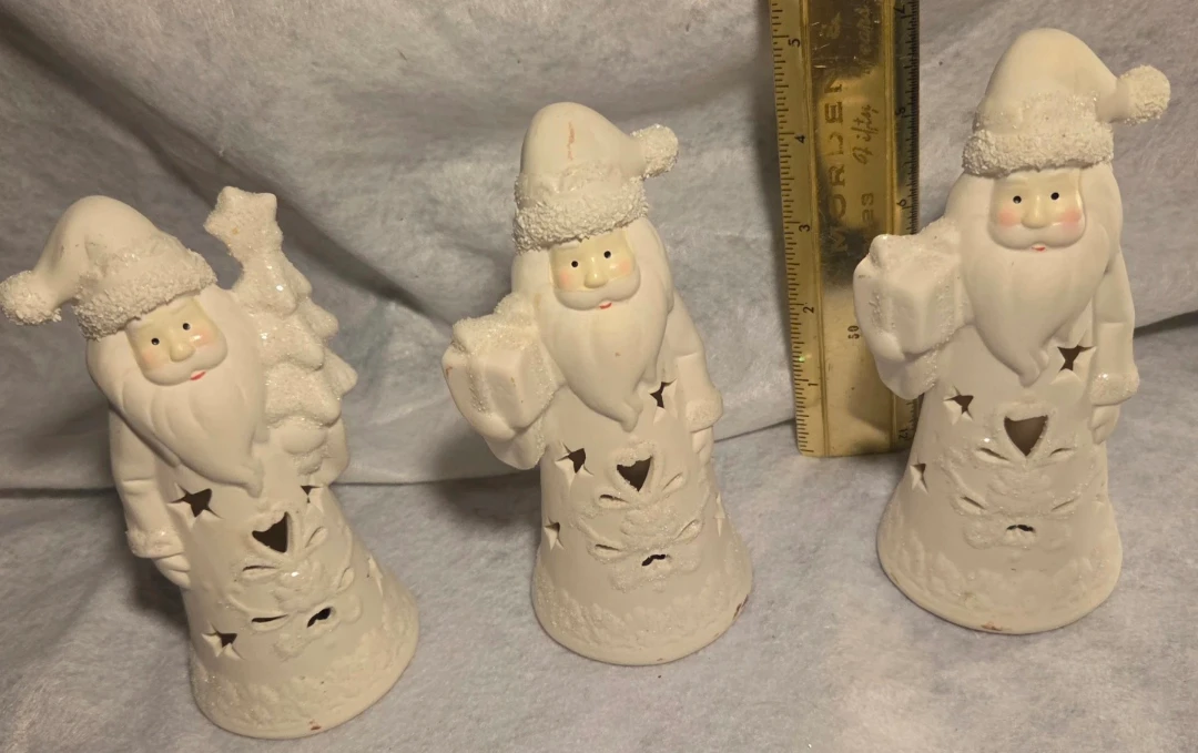 Vintage Ceramic Santa Candle Holders