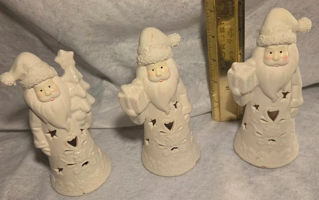 Vintage Ceramic Santa Candle Holders