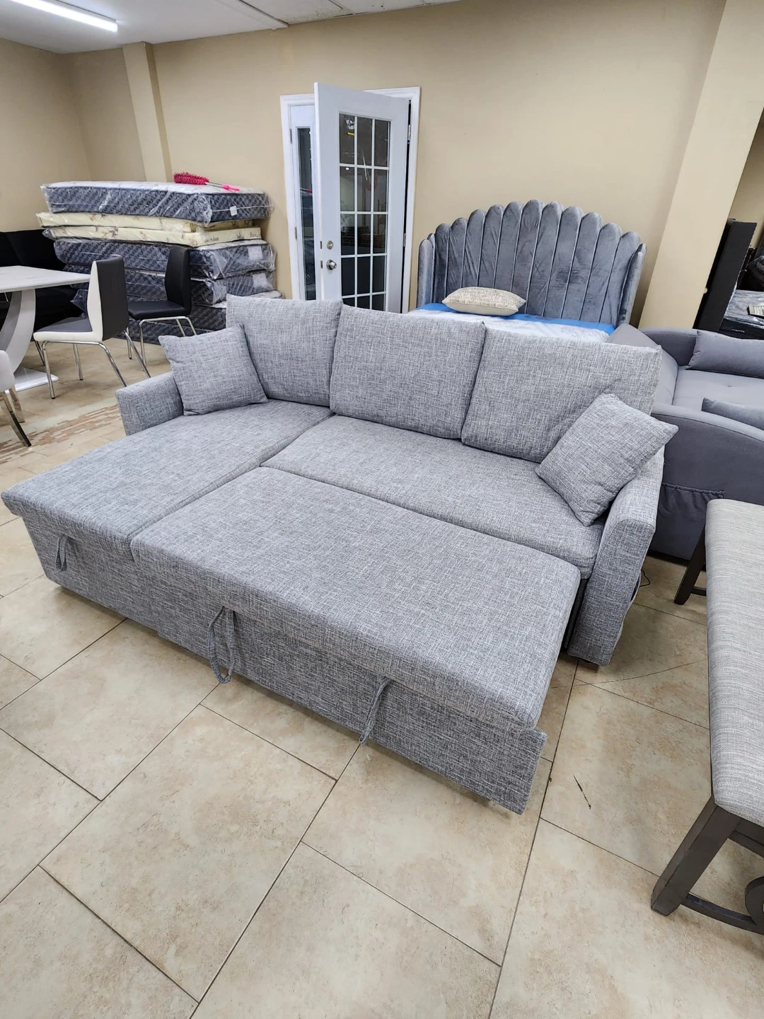Grey Sectional Sofa with Pull-Out Bed - photo 2